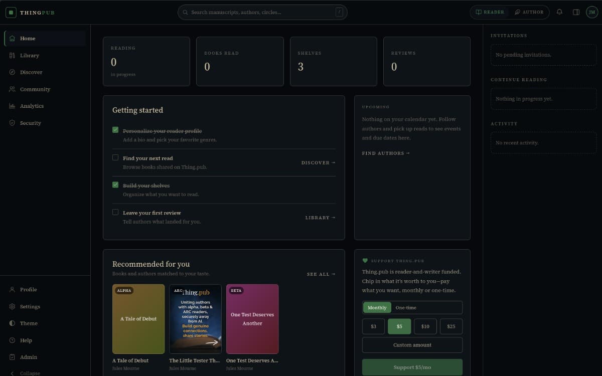 Reader interface preview